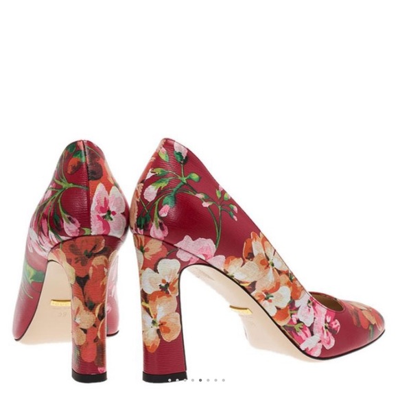 Gucci Bloom Floral Block Heels + Dustbag + Box - Picture 3 of 10